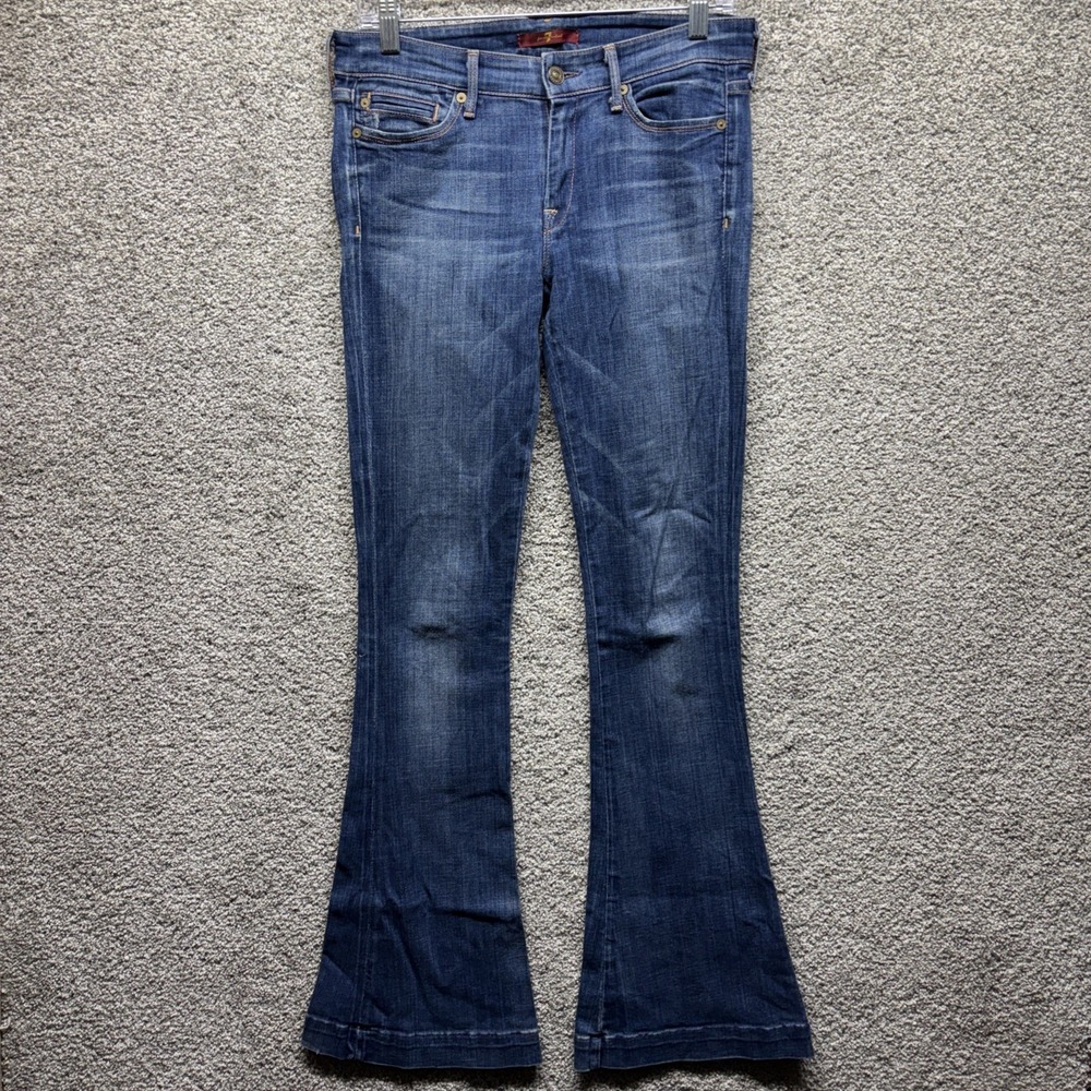 7 For All Mankind Flare Jeans 27(30x34) Cowgirl Y2K Boho Made In USA Distressed